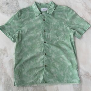 Ovadia New York Tie-dye Button Down Camp Collar Shirt Men’s Size Medium Green